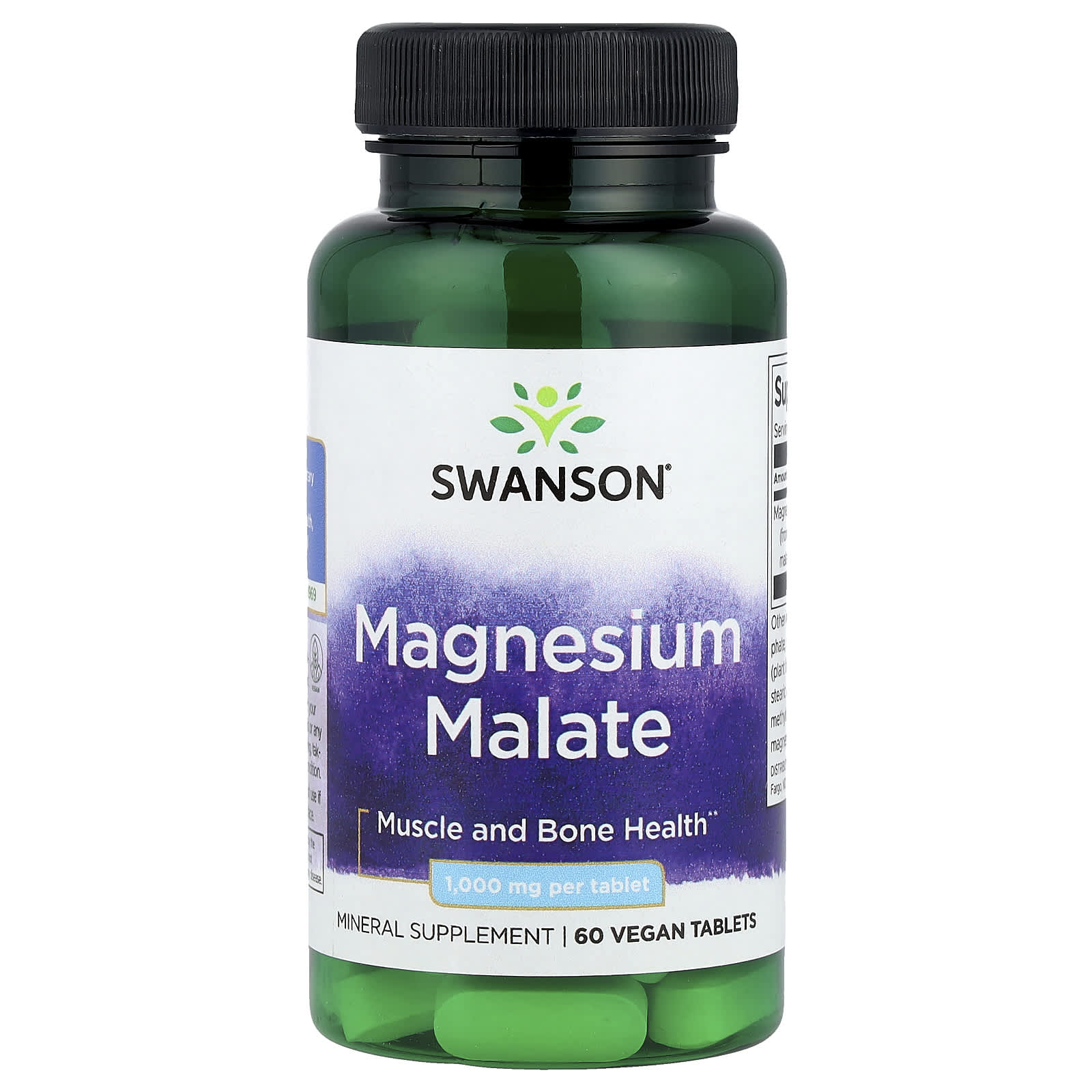 Swanson, Magnesium Malate, 1,000 mg, 60 Vegan Tablets - Image 1