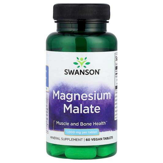 Swanson, Magnesium Malate, 1,000 mg, 60 Vegan Tablets - Image 1