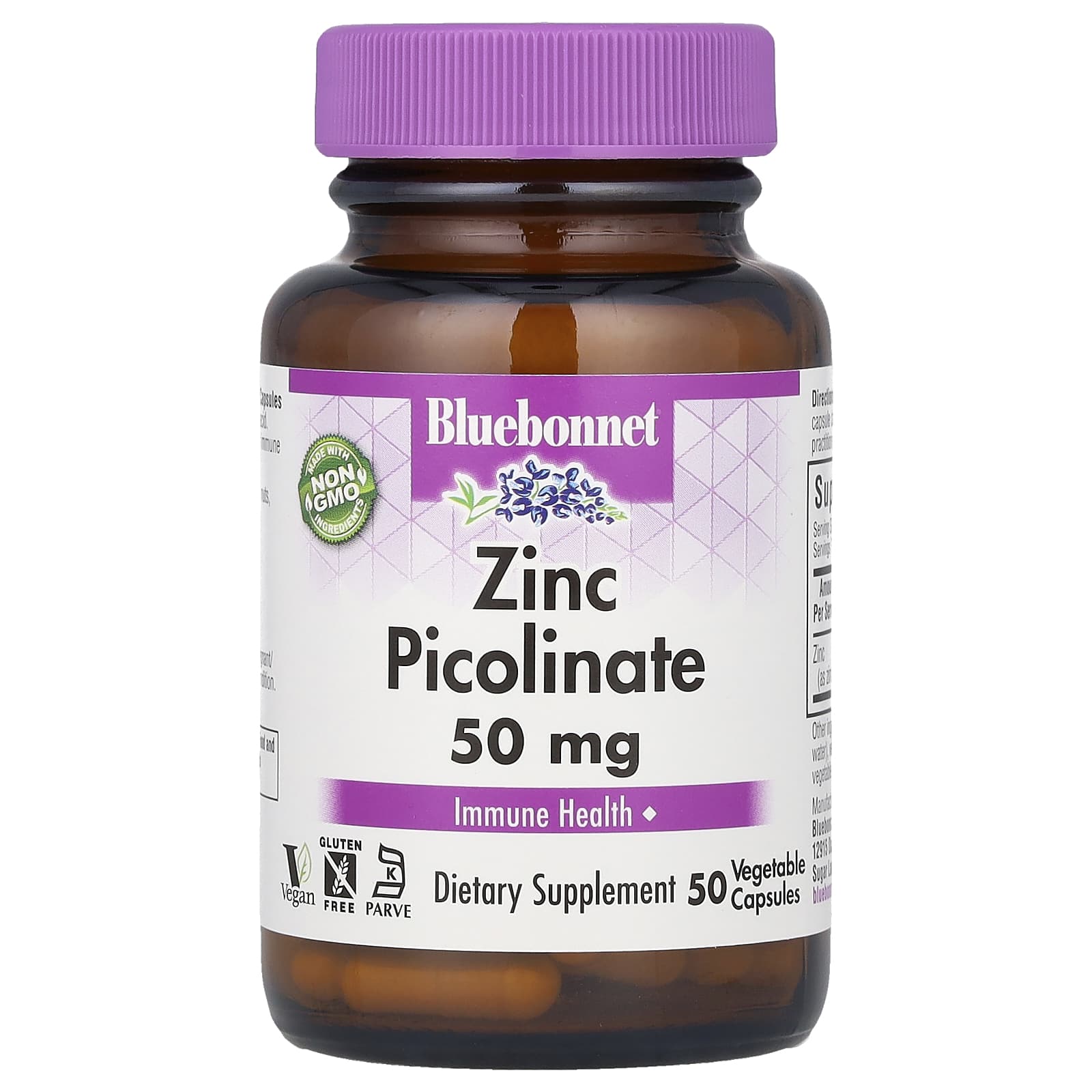 Zinc Picolinate 50mg 50-Vegetable Capsules by Bluebonnet Nutrition - Image 1