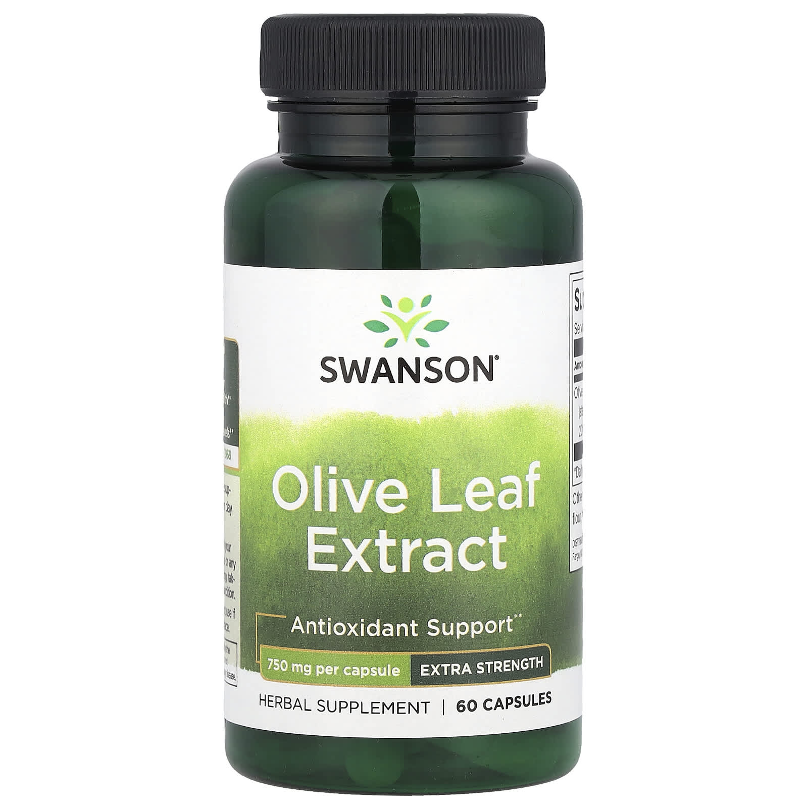 Swanson, Olive Leaf Extract, Extra Strength, 750 mg, 60 Capsules - Image 1