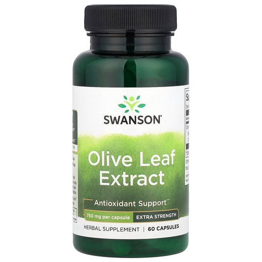 Swanson, Olive Leaf Extract, Extra Strength, 750 mg, 60 Capsules - Image 1