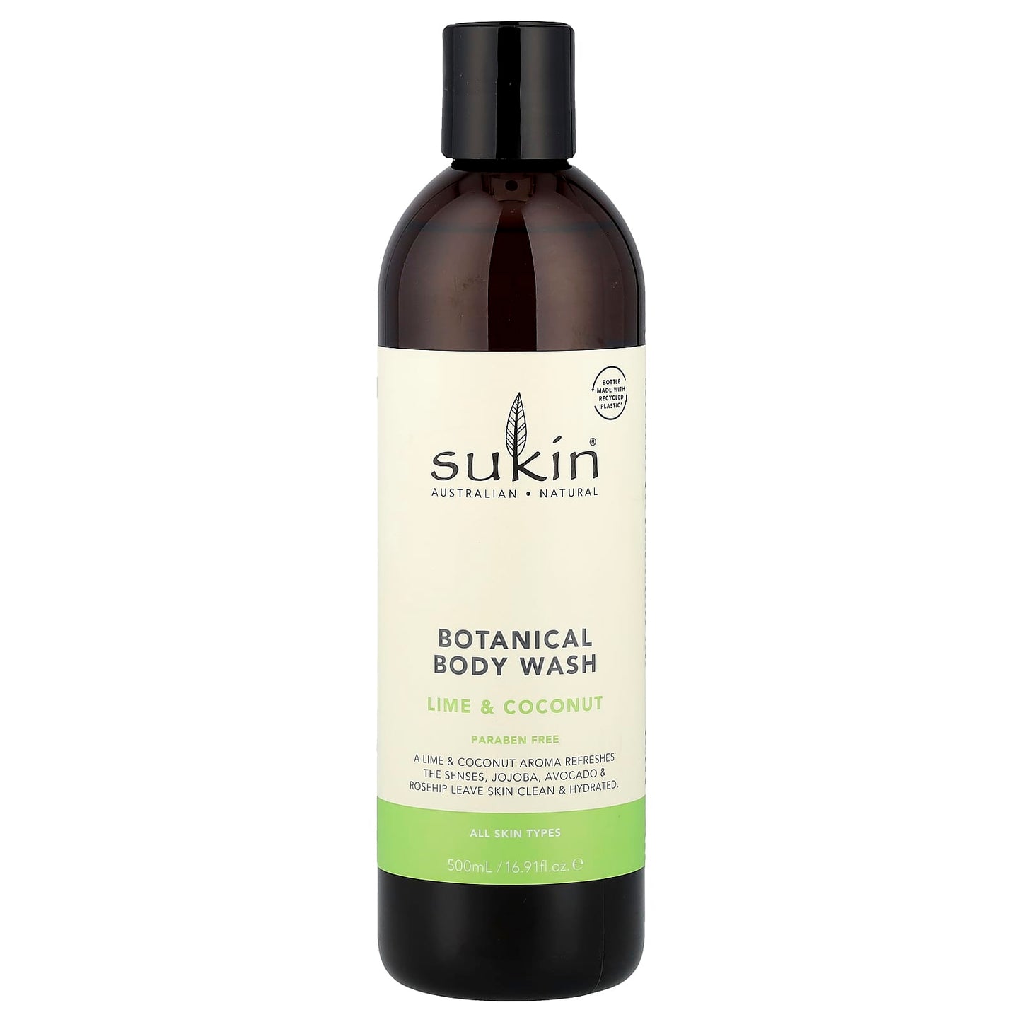 Sukin, Botanical Body Wash, All Skin Types, Lime & Coconut, 16.91 fl oz (500 ml) - Image 1
