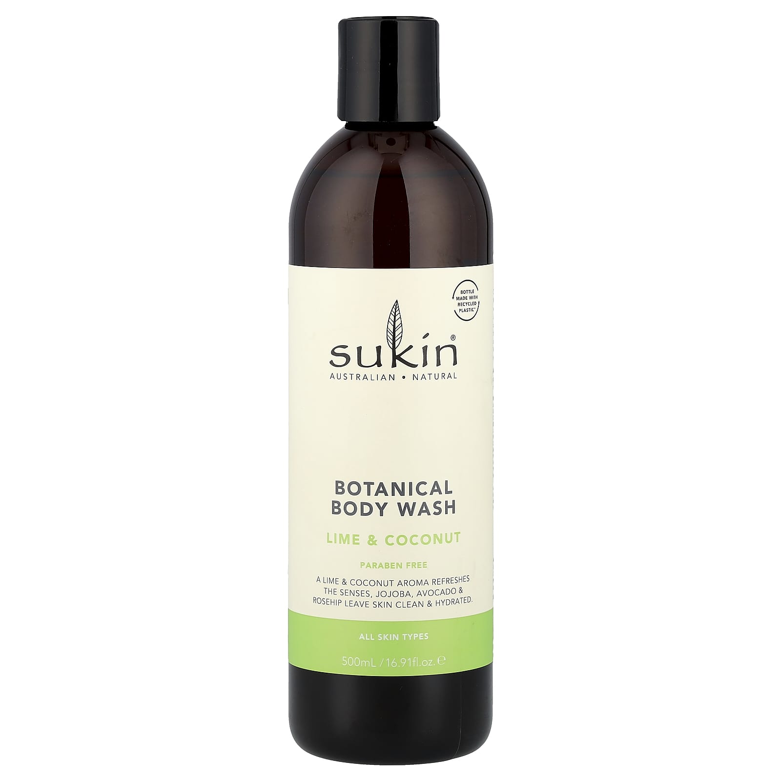 Sukin, Botanical Body Wash, All Skin Types, Lime & Coconut, 16.91 fl oz (500 ml) - Image 1