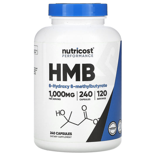 Nutricost, HMB, B-Hydroxy-B-methylbutyrate, 240 Capsules (500 mg per Capsule) - Image 1