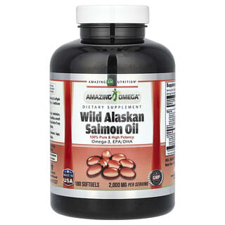 Wild Alaskan Salmon Oil - 180 Softgels | Amazing Nutrition