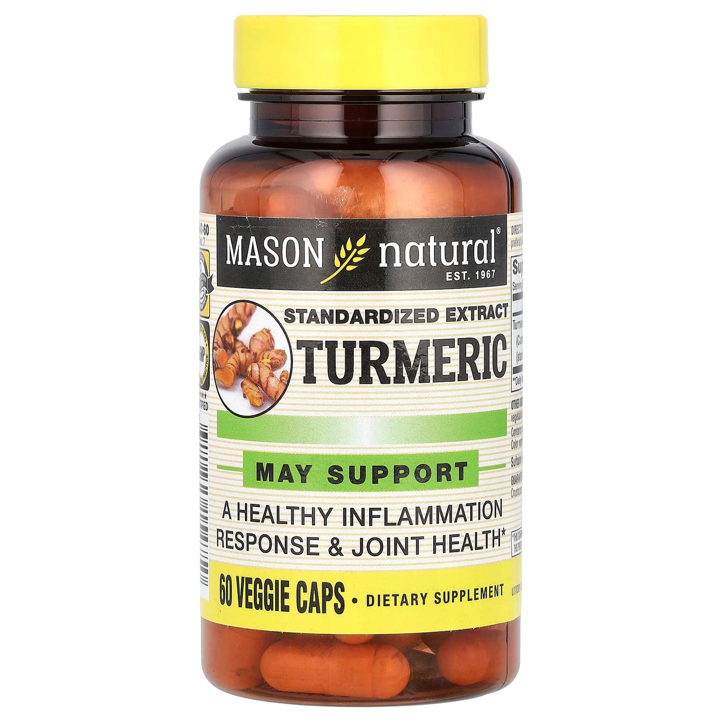 Mason Natural, Turmeric, Standardized Extract, 60 Veggie Caps (500 mg per Capsule) - Image 1
