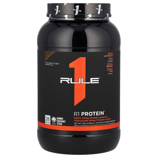 Rule One Proteins, R1 Protein Powder Drink Mix, Chocolate Fudge, 1.98 lb (896 g) - Image 1