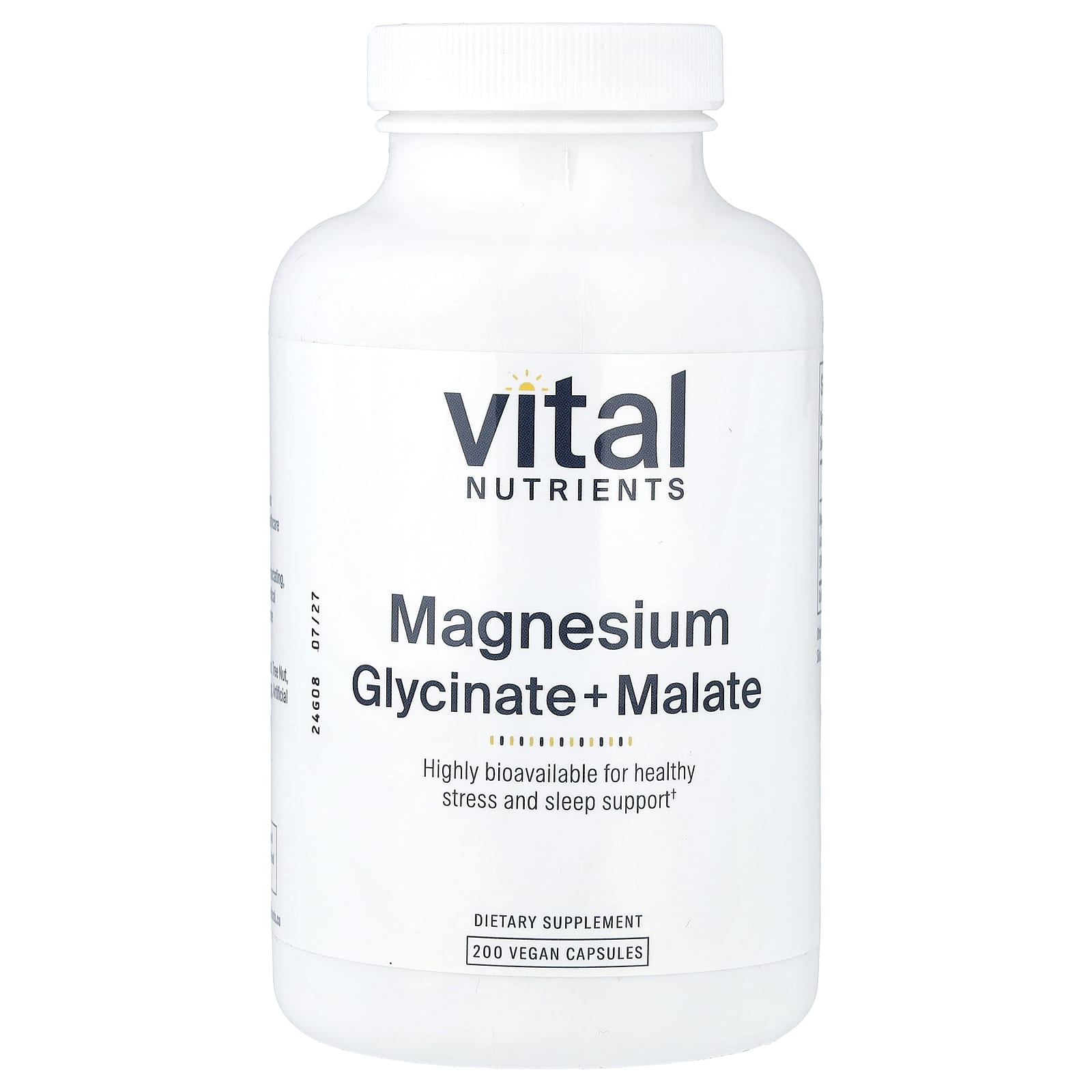 Vital Nutrients, Magnesium, Glycinate + Malate, 200 Vegan Capsules (120 mg per Capsule) - Image 1