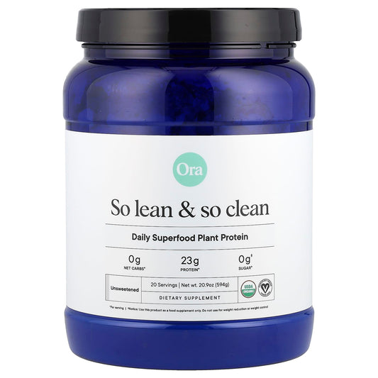 Ora, So Lean & So Clean, Daily Superfood Plant Protein, Unsweetened, 20.9 oz (594 g) - Image 1