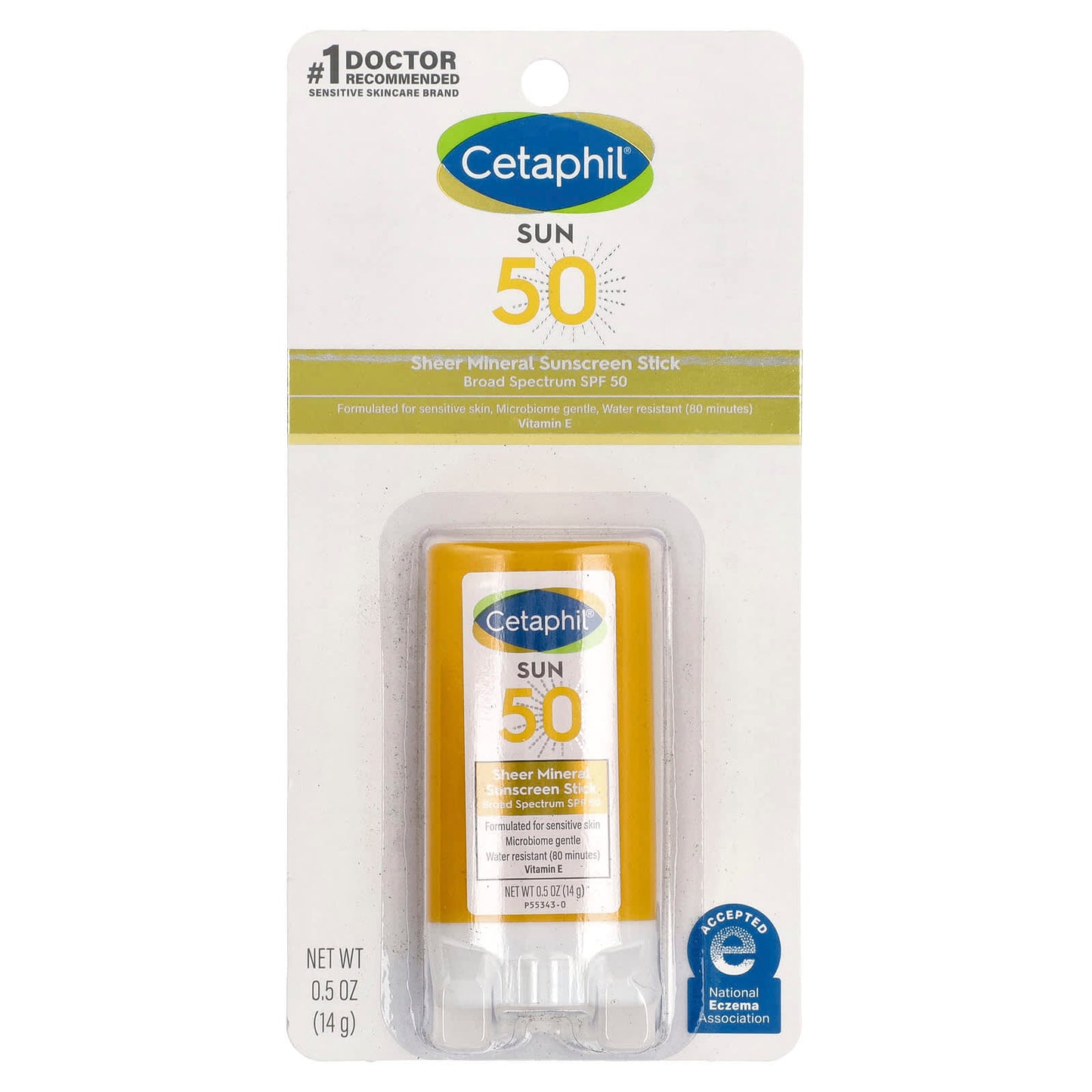 Cetaphil Sensitive Skin Mineral Sunscreen Stick, SPF 50, 0.5 oz - Image 2