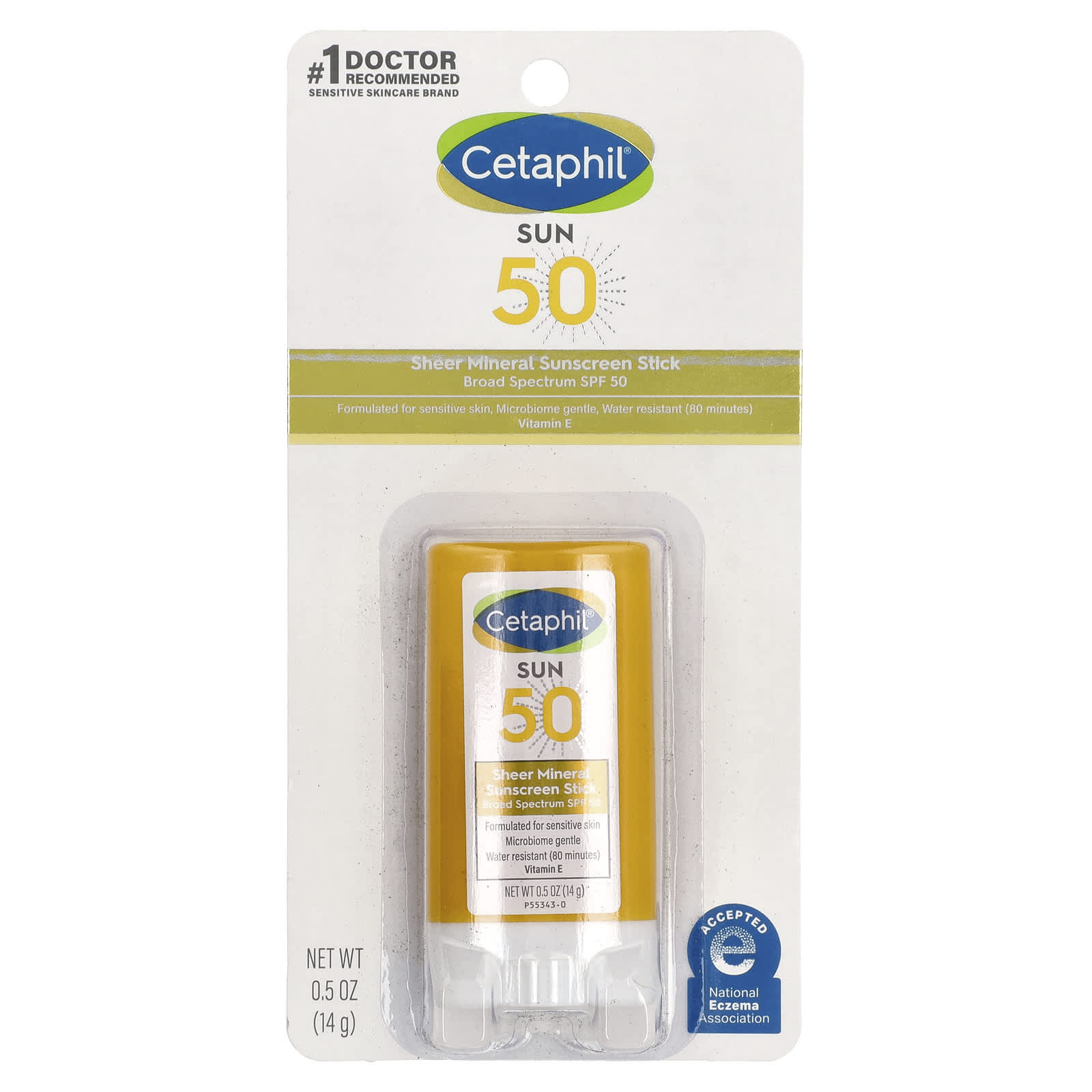 Cetaphil Sensitive Skin Mineral Sunscreen Stick, SPF 50, 0.5 oz - Image 2