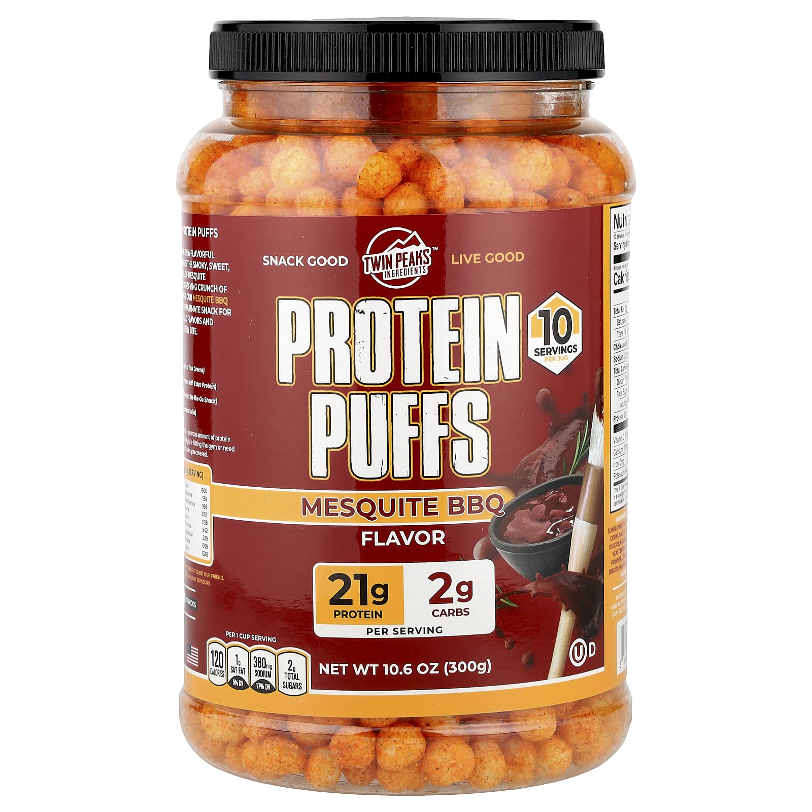 Twin Peaks, Protein Puffs, Mesquite BBQ, 10.6 oz (300 g) - Image 1