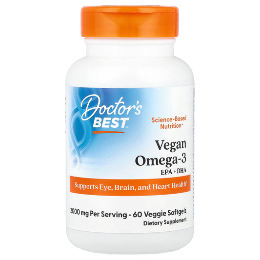 Doctor's Best, Vegan Omega-3, EPA+DHA, 60 Veggie Softgels (1,000 mg per Softgel)
