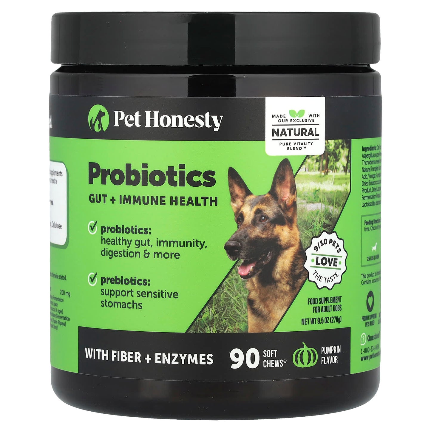 Pet Honesty, Probiotics, For Adult Dogs, Pumpkin, 90 Soft Chews, 9.5 oz (270 g) - Image 1