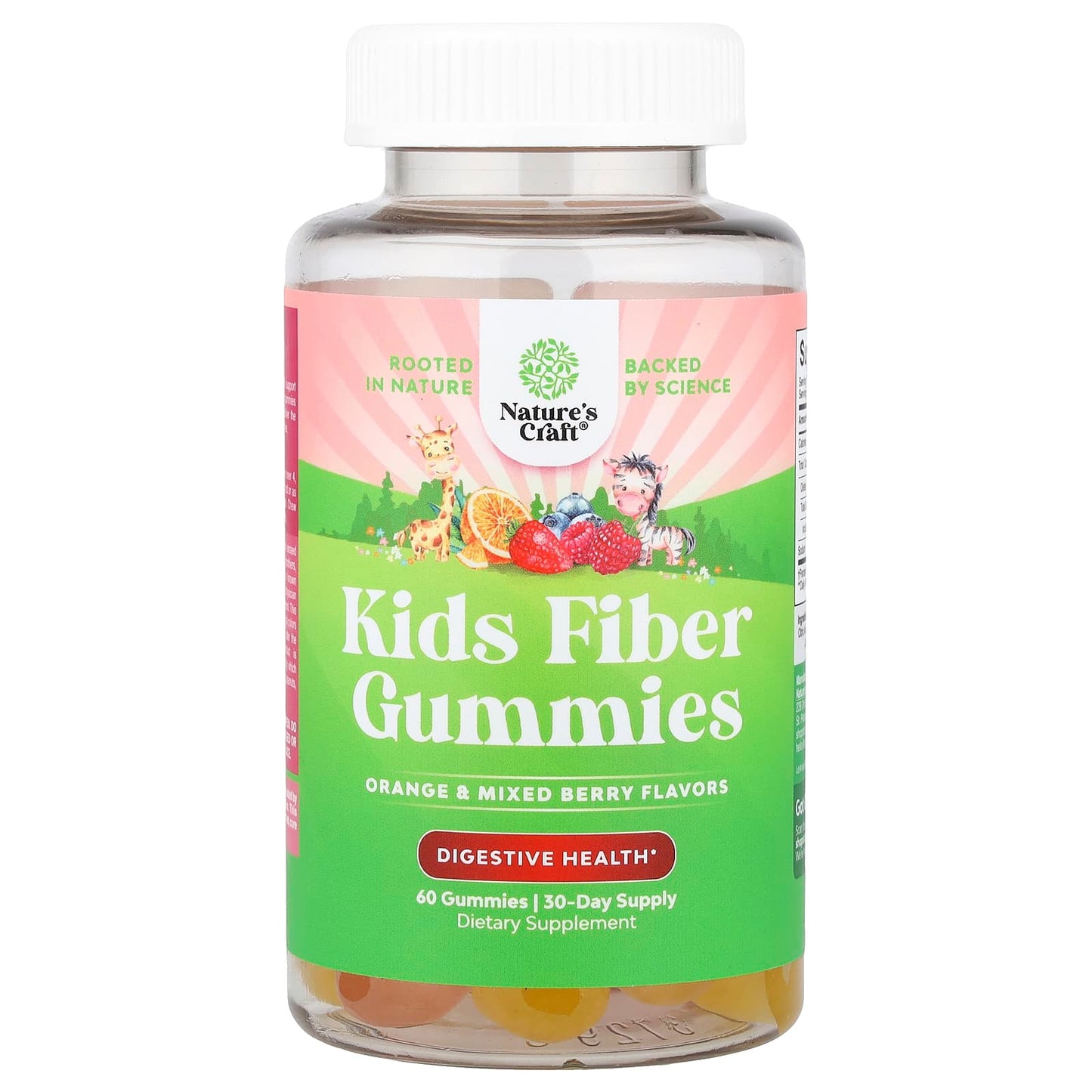 Nature's Craft, Kids, Fiber Gummies, Orange & Mixed Berry , 60 Gummies - Image 1