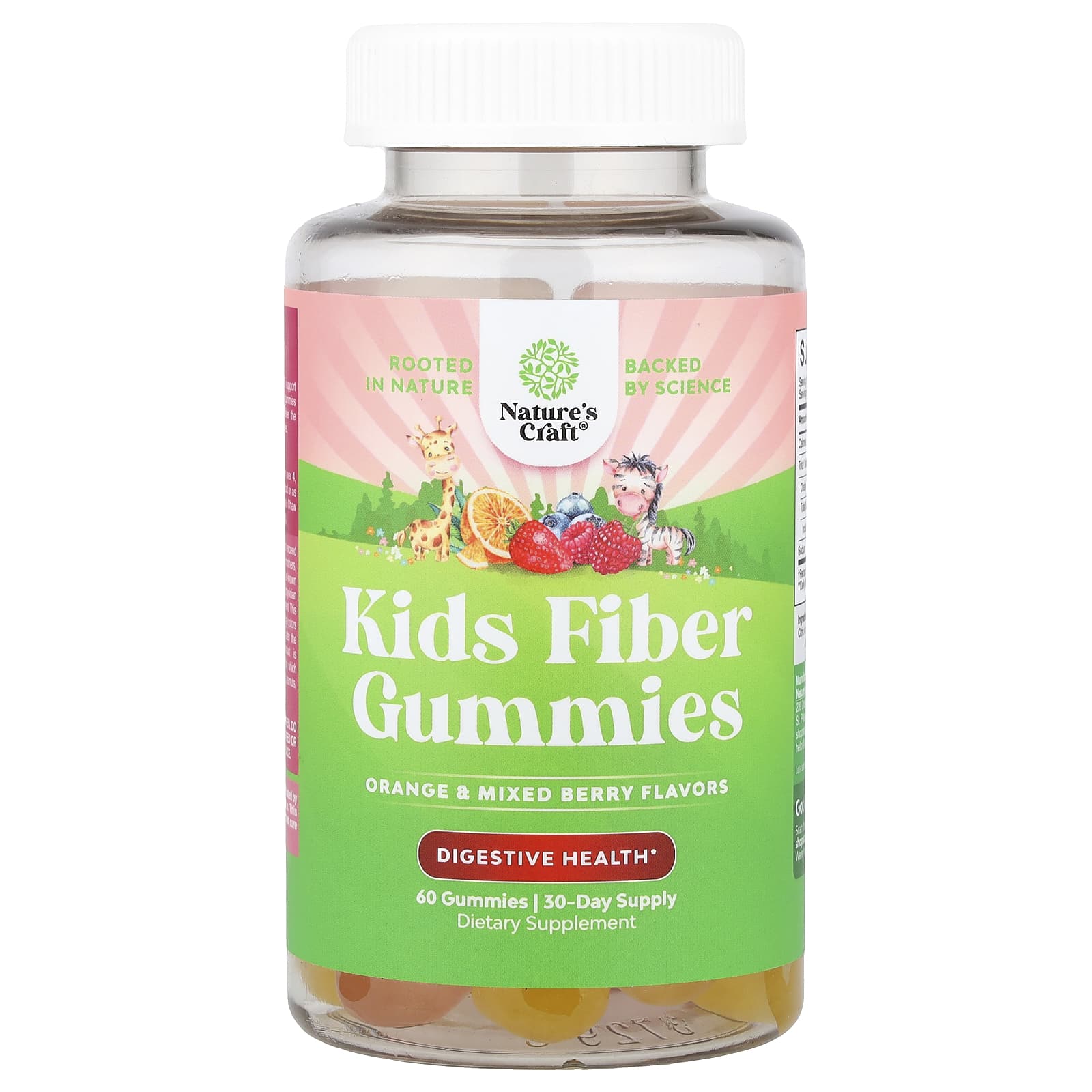 Nature's Craft, Kids, Fiber Gummies, Orange & Mixed Berry , 60 Gummies - Image 1