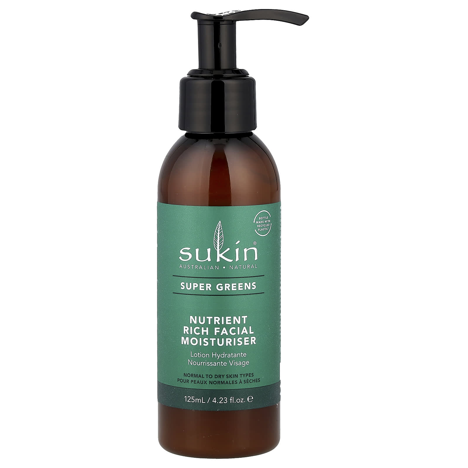 Sukin, Super Greens, Nutrient Rich Facial Moisturiser, Normal To Dry Skin Types , 4.23 fl oz (125 ml) - Image 1