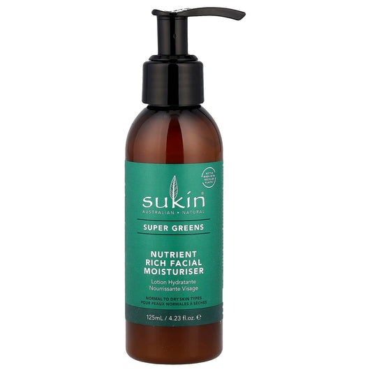 Sukin, Super Greens, Nutrient Rich Facial Moisturiser, Normal To Dry Skin Types , 4.23 fl oz (125 ml) - Image 1