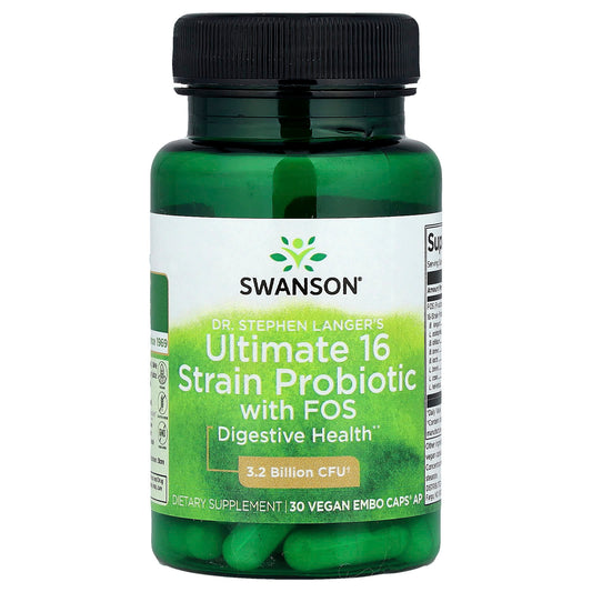 Swanson, Dr. Stephen Langer's Ultimate 16 Strain Probiotic with FOS, 30 Vegan EMBO Caps® AP - Image 1