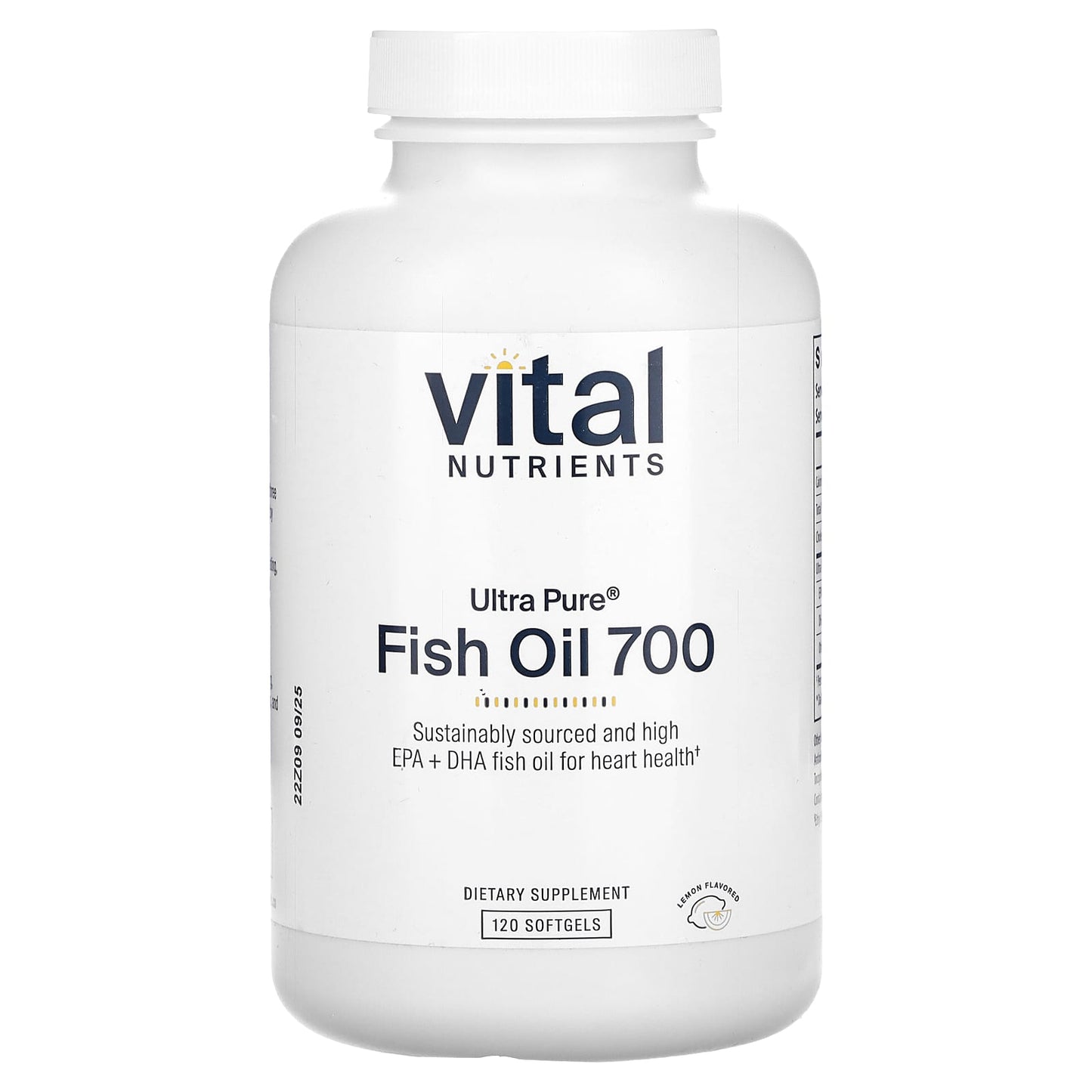 Vital Nutrients, Ultra Pure, Fish Oil 700, Lemon, 120 Softgels - Image 1