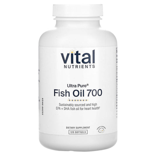 Vital Nutrients, Ultra Pure, Fish Oil 700, Lemon, 120 Softgels - Image 1