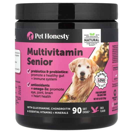 Pet Honesty, Multivitamin Senior, For Adult Dogs, Duck, 90 Soft Chews, 9.5 oz (270 g) - Image 1
