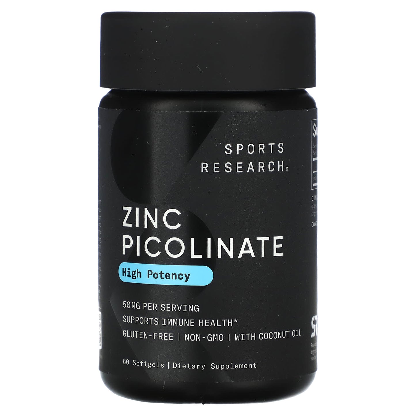 Sports Research, Zinc Picolinate, High Potency , 50 mg, 60 Softgels - Image 1