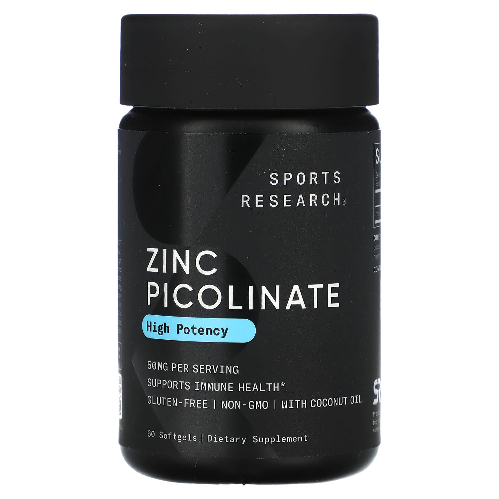 Sports Research, Zinc Picolinate, High Potency , 50 mg, 60 Softgels - Image 1