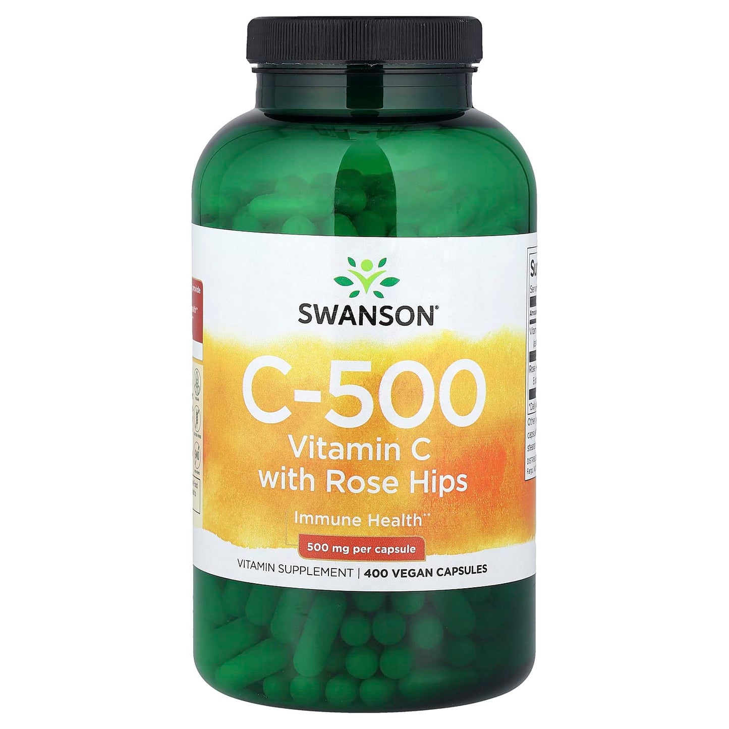 Swanson, C-500, Vitamin C with Rose Hips, 400 Vegan Capsules