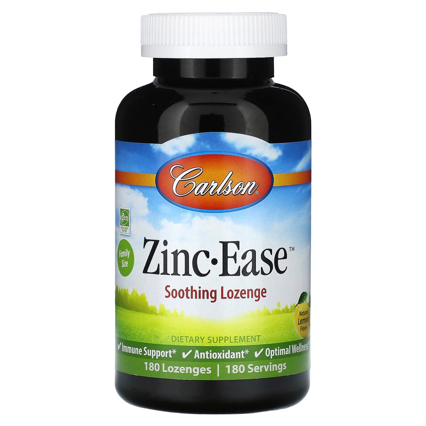 Carlson Zinc Ease Soothing Lozenges, 180 Count, Natural Lemon Flavor - Image 1
