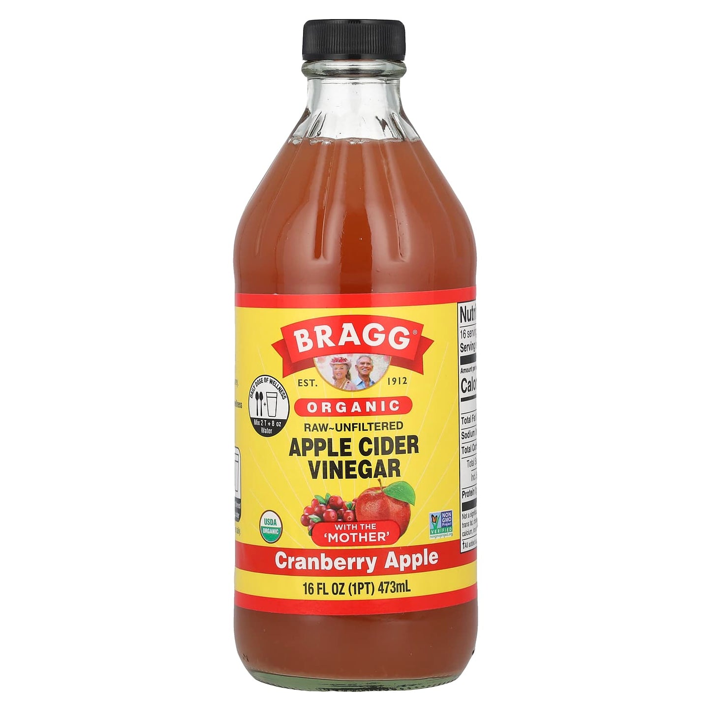 Unfiltered Organic Apple Cider Vinegar with Mother & Cranberry, 16 fl oz - Image 1