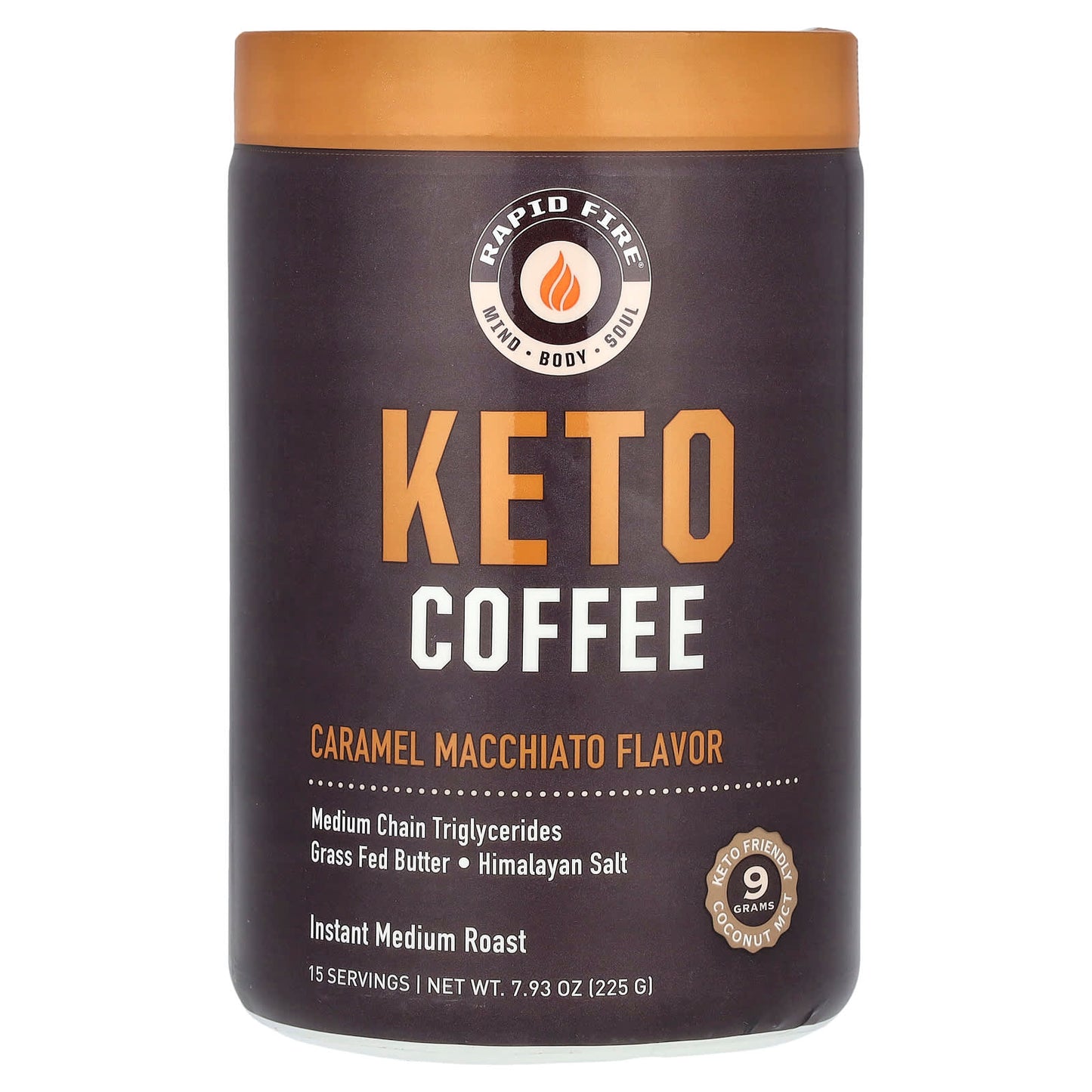 RAPIDFIRE, Keto Coffee, Caramel Macchiato, Instant, Medium Roast, 7.93 oz (225 g) - Image 1