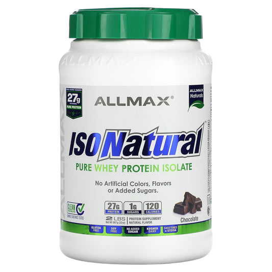 ALLMAX IsoNatural Pure Whey Protein Isolate, Chocolate, 2 lbs - Image 1