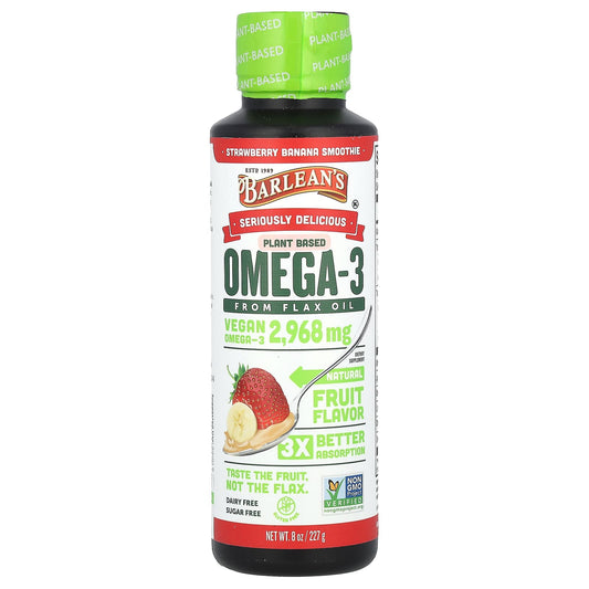 Barleans Omega-3 from Flax Oil - Strawberry Banana Smoothie, 2968mg, 8oz (227g) - Image 1