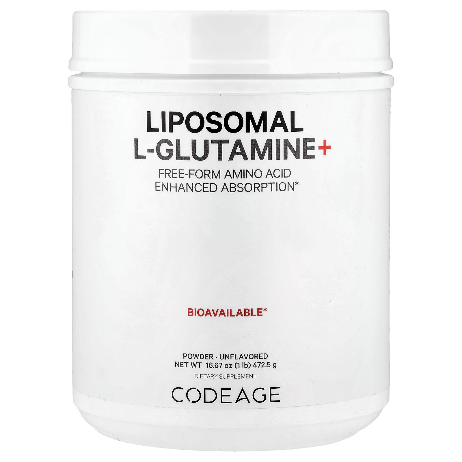 Codeage Liposomal L-Glutamine Powder Supplement, 5000mg, 3-Month Supply - Image 1