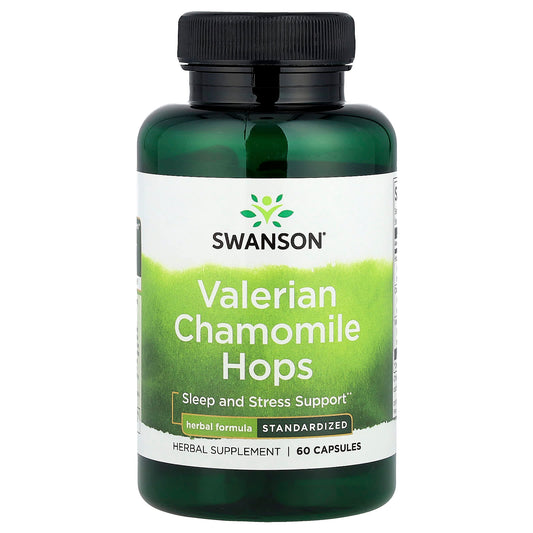 Swanson, Valerian Chamomile Hops, 60 Capsules - Image 1