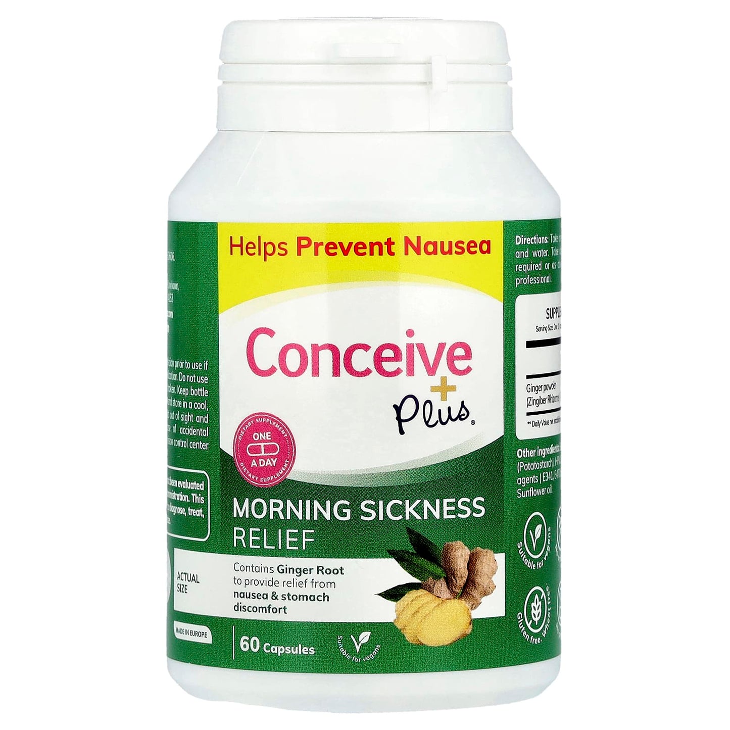 Conceive Plus, Morning Sickness Relief, 500 mg, 60 Capsules