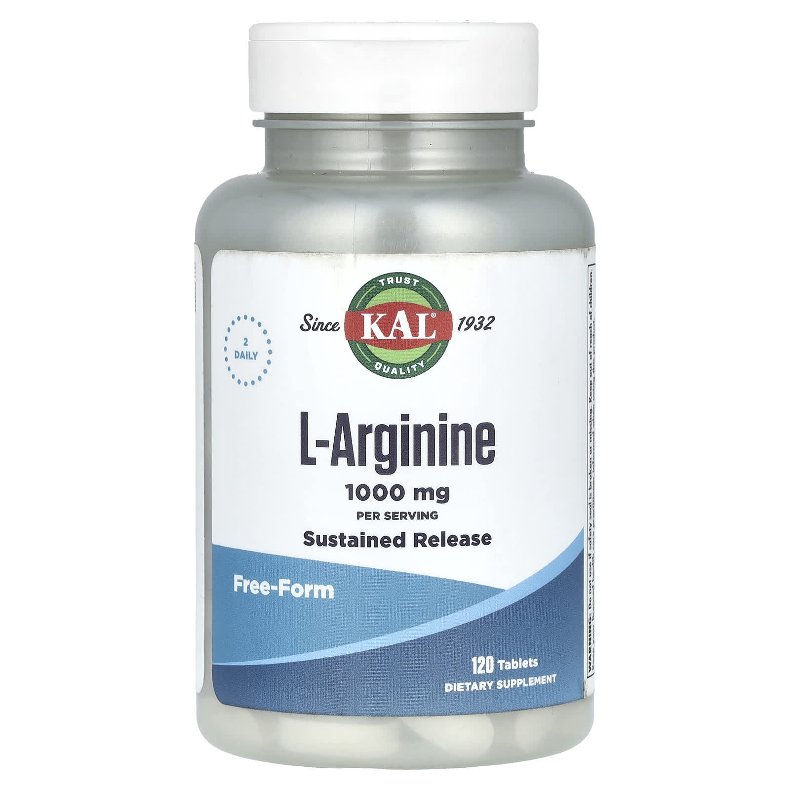 KAL, L-Arginine, 120 Tablets (500 mg per Tablet) - Image 1