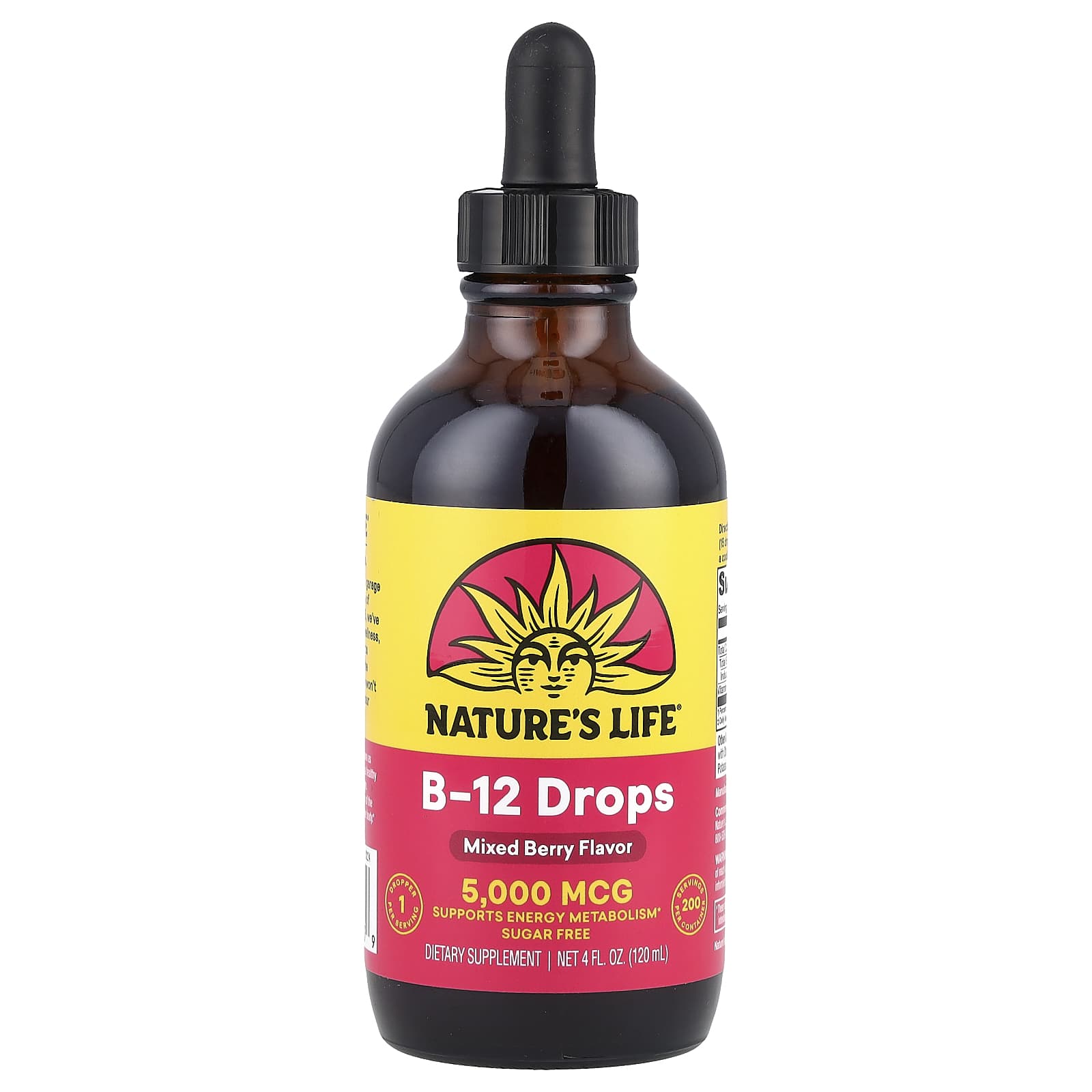 Nature's Life, B-12 Drops, Mixed Berry, 5,000 mcg, 4 fl oz (120 ml) - Image 1