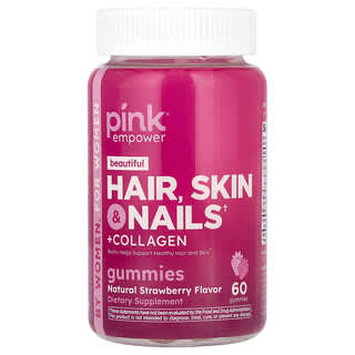 Natural Strawberry Collagen Gummies for Hair, Skin & Nails