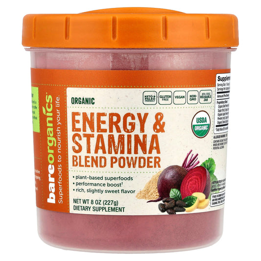 Organic Energy & Stamina Blend Powder by BareOrganics - 8oz (227g) - Image 1