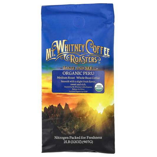 Mt. Whitney Coffee Roasters, Organic Peru, Whole Bean Coffee, Medium Roast, 32 oz (907 g) - Image 1