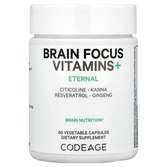 Codeage Brain Focus Vitamins+ - 60 Veggie Capsules with Citicoline & Ginseng - Image 1