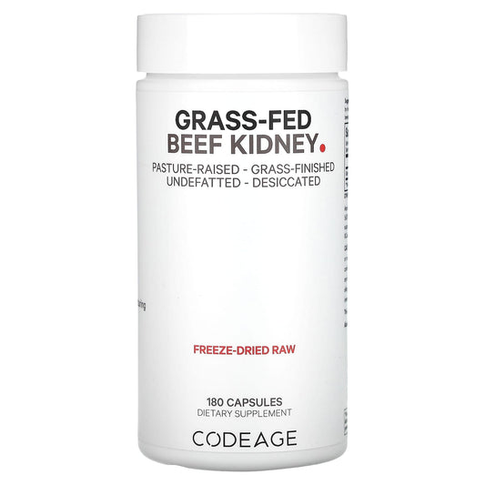 Grass-Fed Beef Kidney Supplement by CodeAge - 180 Capsules for Energy & Wellness - Image 1