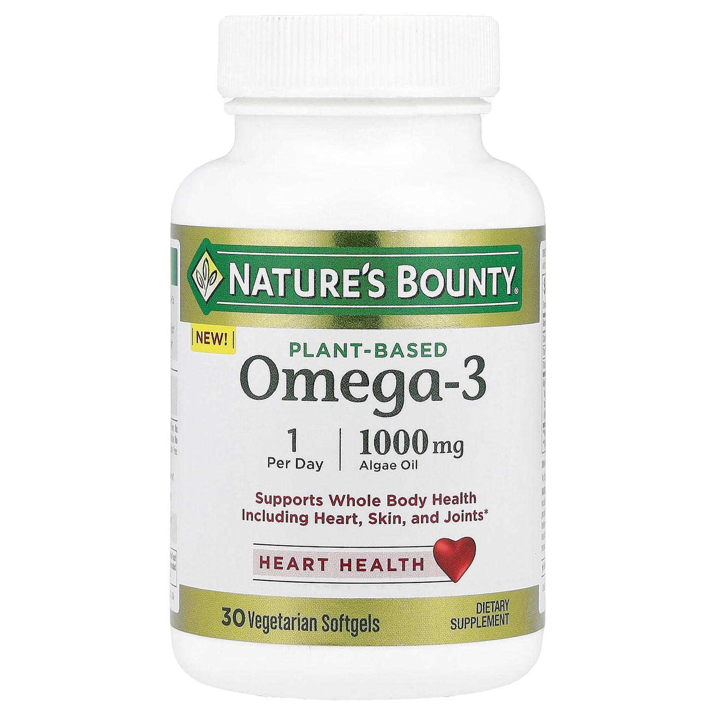 Nature's Bounty, Plant-Based Omega-3, 1,000 mg, 30 Vegetarian Softgels - Image 1
