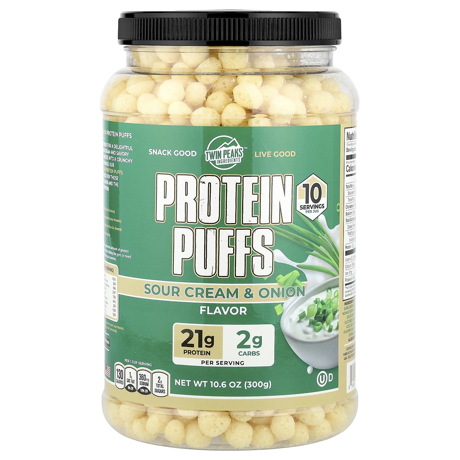 Twin Peaks, Protein Puffs, Sour Cream & Onion, 10.6 oz (300 g) - Image 1