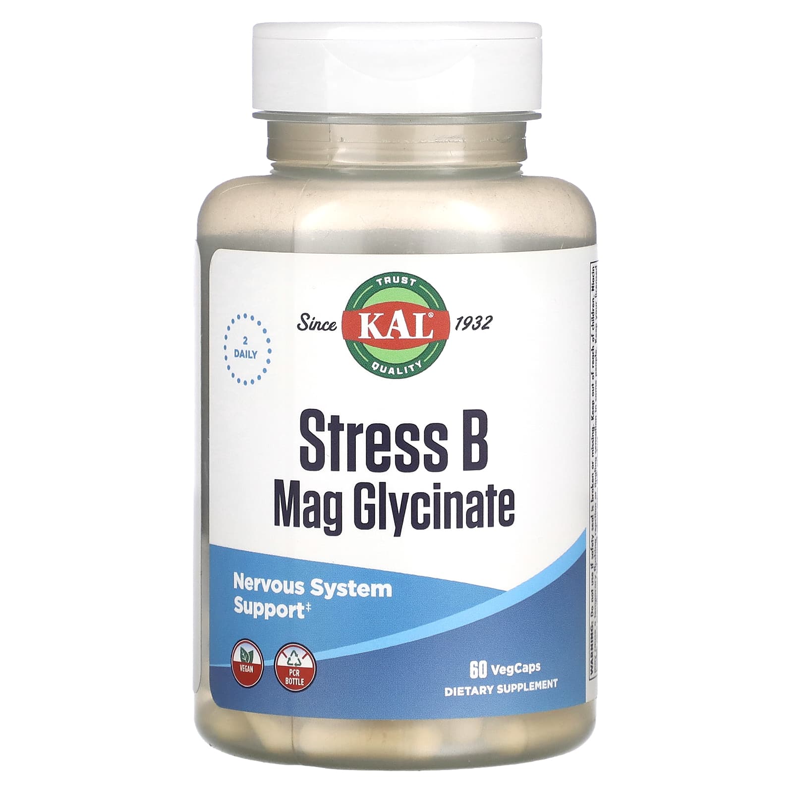 Stress Relief with KAL Stress B Mag Glycinate - 60 VegCaps - Image 1