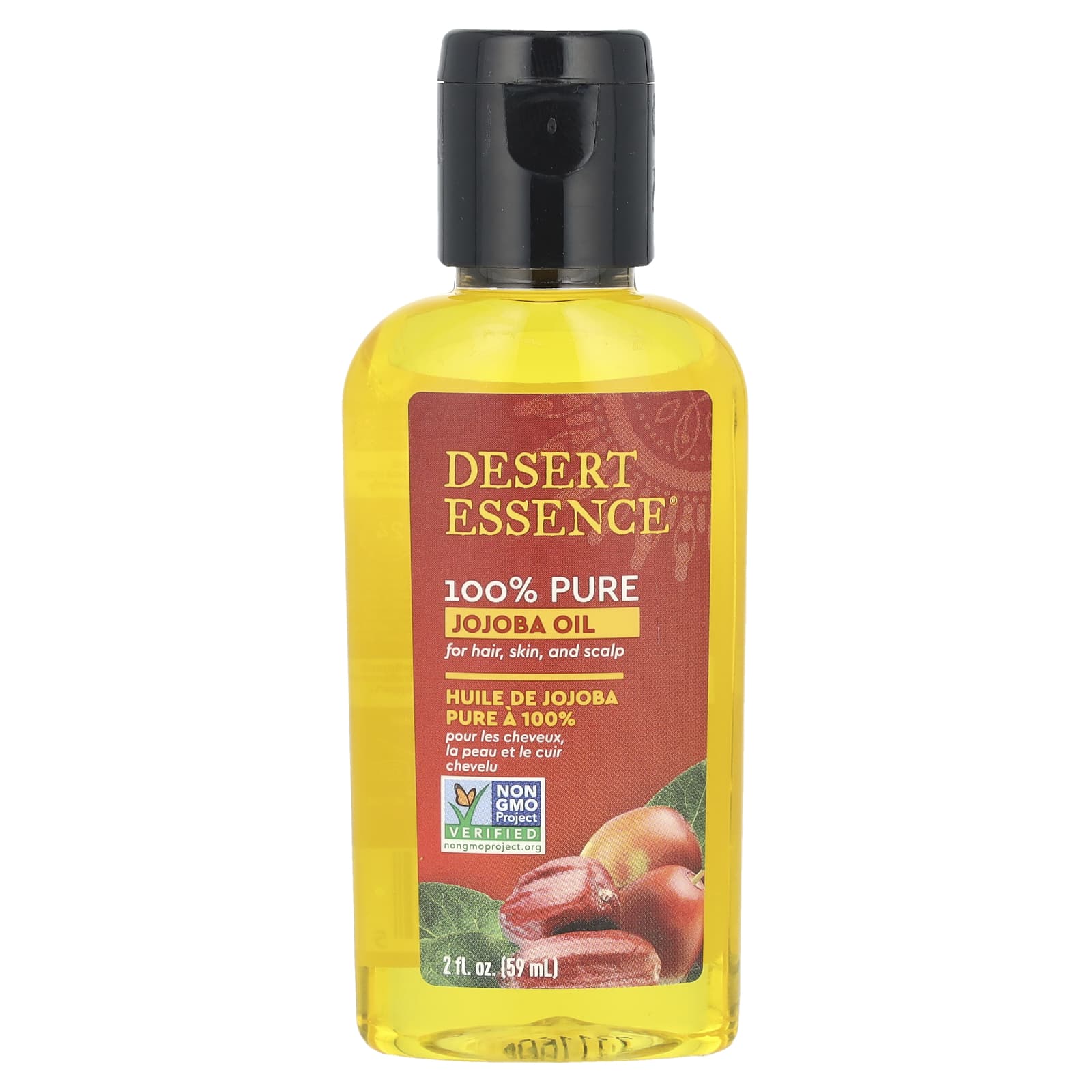 Desert Essence 100% Pure Jojoba Oil, 2 fl oz (59 ml) - Moisturize & Hydrate Skin, Hair & Scalp - Image 1
