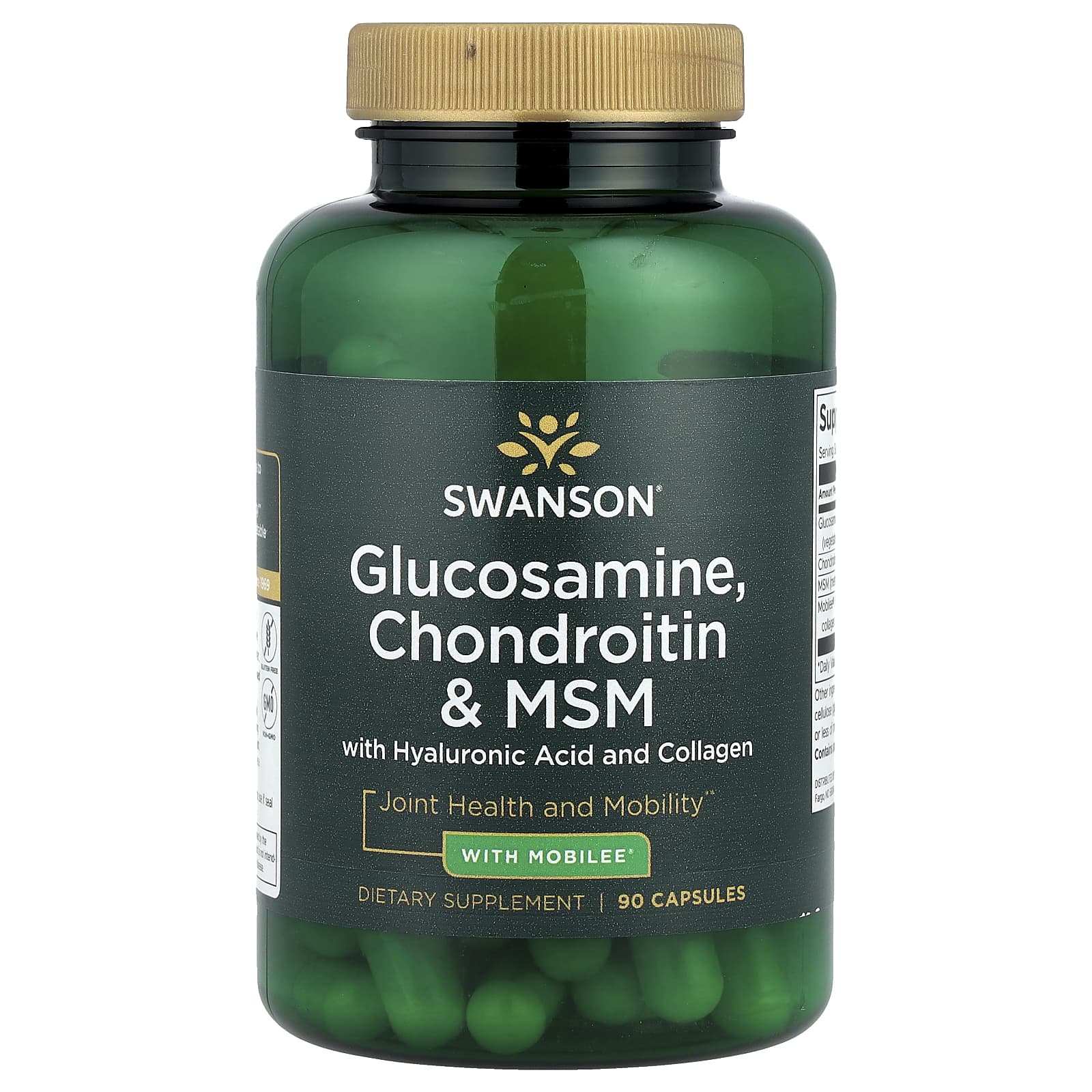 Swanson, Glucosamine, Chondroitin & MSM with Hyaluronic Acid and Collagen, 90 Capsules - Image 1