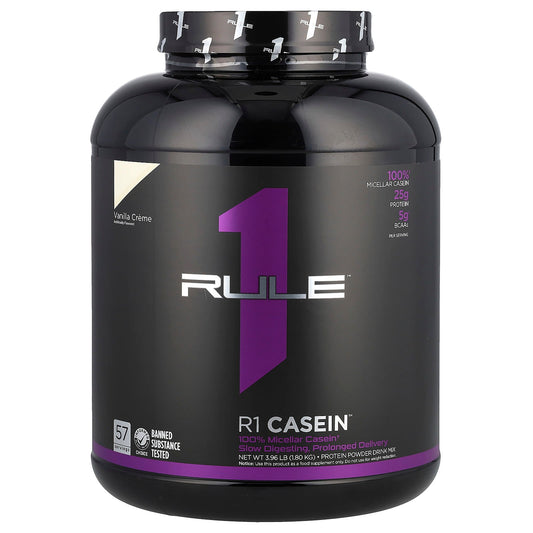 Rule One Proteins, R1 Casein, Protein Powder Drink Mix, Vanilla Creme, 3.96 lbs (1.80 kg) - Image 1